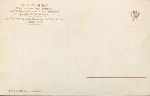 Die Heilige Schrift - Der Aegypter Untergang im Roten Meer - Künstler-Ansichtskarte Rob. Leinweber ca. 1910