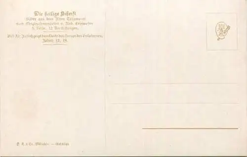 Die Heilige Schrift - Judith zeigt dem Volke das Haupt des Holofernes - Künstler-Ansichtskarte Rob. Leinweber ca. 1910