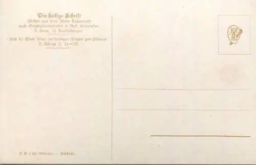 Die Heilige Schrift - Elias fährt im feurigen Wagen gen Himmel - Künstler-Ansichtskarte Rob. Leinweber ca. 1910