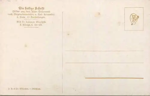 Die Heilige Schrift - Salomos Weisheit - Künstler-Ansichtskarte Rob. Leinweber ca. 1910