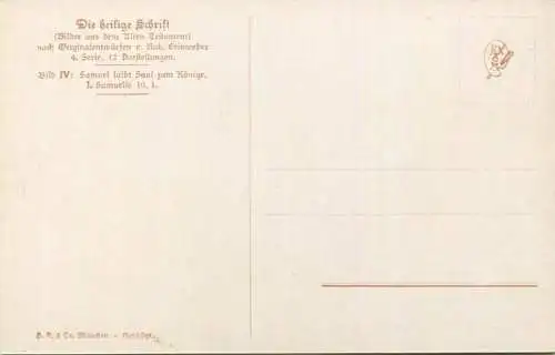 Die Heilige Schrift - Samuel salbt Saul zum König - Künstler-Ansichtskarte Rob. Leinweber ca. 1910