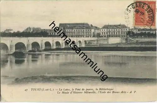 Tours - La Loire - le Pont de Pierre - la Bibliotheque