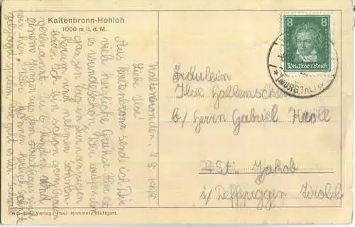 Kaltenbronn-Hohloh - Jagdhaus - Verlag Paul Hommel Stuttgart