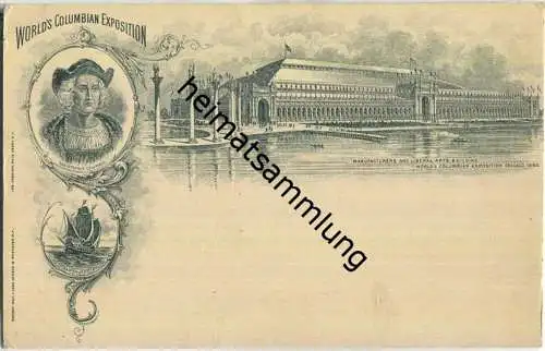 USA 1 P. Ganzsache zur World's Columbian Exposition Chicago 1893 "Manufacturers and Liberal Arts Building"