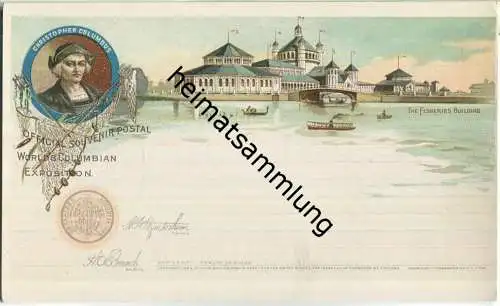 USA 1 P. Ganzsachenpostkarte zur World's Columbian Exposition Chicago 1893 "The Fisheries Building"