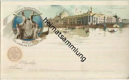 USA 1 P. Postkarte zur World's Columbian Exposition Chicago 1893 "The Agricultural Building"