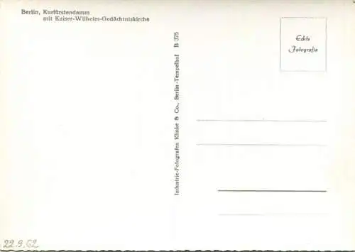 Berlin - Gedächtniskirche und Kurfürstendamm bei Nacht - Foto-AK Grossformat 60er Jahre - Verlag Klinke & Co. Berlin