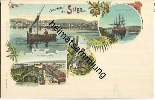 Suez - Port Tewfik - Courbe de Chalouf - Verlag Carl Künzli Zürich ca. 1895