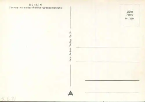 Berlin - Zentrum mit Kaiser Wilhelm Gedächtniskirche - Foto-AK Grossformat 60er Jahre - Hans Andres Verlag Berlin
