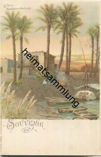 Le Caire - Dhahabiyes au bord du Nil - Verlag W. Hagelberger Berlin ca. 1895