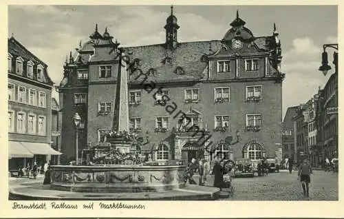 Darmstadt - Rathaus mit Marktbrunnen - Verlag Wilh. Gerling Darmstadt