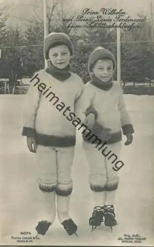 Preussen - Prinz Wilhelm und Prinz Louis Ferdinand beim Schlittschuhlaufen - Verlag Gustav Liersch & Co. Berlin - Aufnah