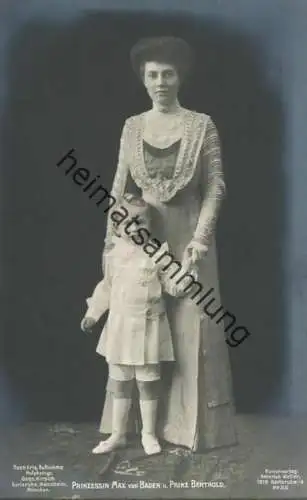 Baden - Prinzessin Max von Baden und Prinz Berthold - Aufnahme Gebr. Hirsch Karlsruhe - Verlag Heinrich Walter Karlsruhe