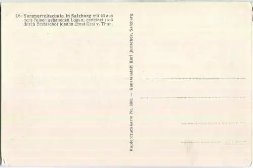 Salzburg - Sommerreitschule - AK 20er Jahre - Verlag Karl Jurischek Salzburg