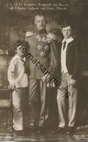 Bayern - Kronprinz Rupprecht von Bayern mit Erbprinz Luitpold und Prinz Albrecht - Phot. F. Grainer München - Verlag Per
