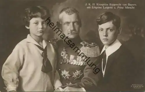 Bayern - Kronprinz Rupprecht von Bayern mit Erbprinz Luitpold und Prinz Albrecht - Phot. F. Grainer München - Verlag Per