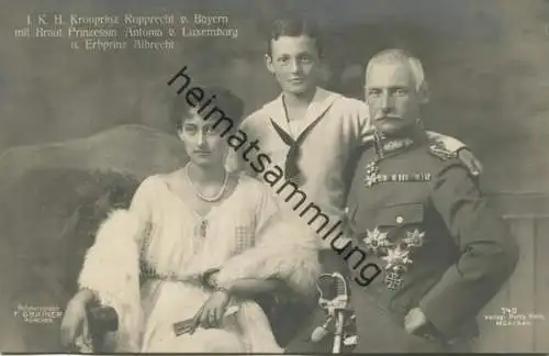 Bayern - Kronprinz Rupprecht mit Braut Prinzessin Antonia von Luxemburg und Erbprinz Albrecht - Phot. F. Grainer München