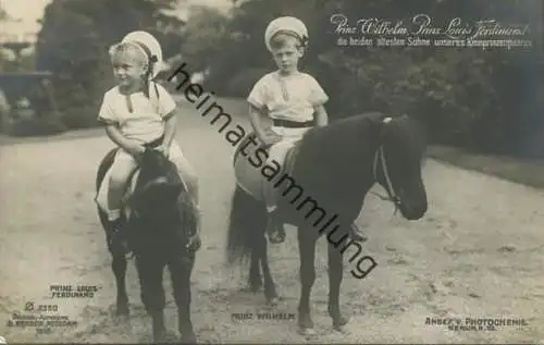 Preussen - Prinz Wilhelm und Louis Ferdinand von Preussen - Aufnahme G. Berger Potsdam 1910 - Verlag Photochemie Berlin