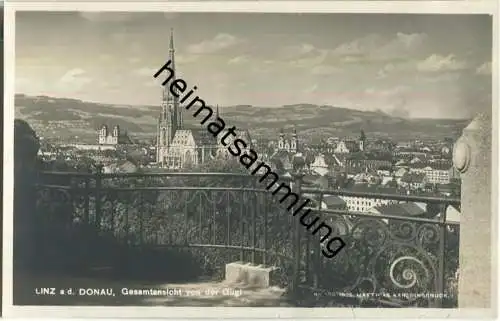 Linz an der Donau - Gesamtansicht von der Gugl - Foto-Ansichtskarte 20er Jahre - Verlag Matthias Kar Innsbruck 1925