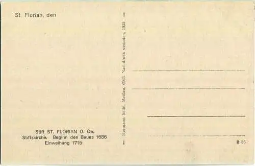 Stift St. Florian - Stiftskirche - Verlag Hermann Seibt Meissen 1925