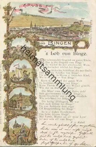 Gruss aus Bingen - s Lob vun Binge - Verlag V. Pekarek Bingen gel. 1903