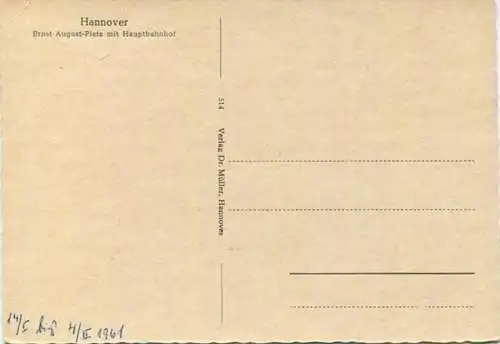 Hannover - Ernst-August-Platz - Hauptbahnhof - Strassenbahn - Verlag Dr. Müller Hannover