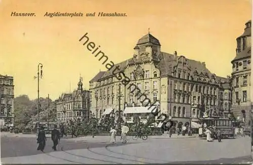 Hannover - Aegidientorplatz - Hansahaus - Strassenbahn - Verlag Georg Kugelmann Hannover - Feldpost gel. 1915