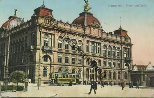 Hannover - Hauptpostamt - Strassenbahn - Feldpost gel. 1915