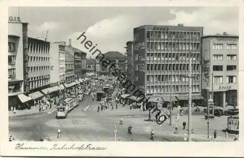 Hannover - Bahnhofstrasse - Strassenbahn - Verlag Dr. Müller Hannover - gel. 1953