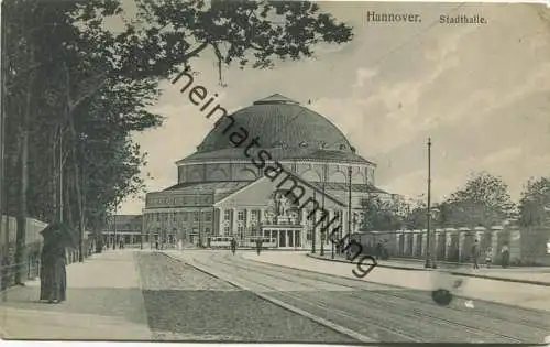 Hannover - Stadthalle - Strassenbahn - Feldpost - gel. 1916