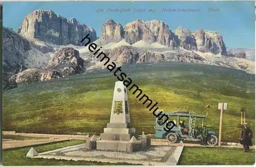 Pordoijoch - Dolomitenstrasse - Bus - AK ca. 1910 - Verlag Joh. F. Amonn Bozen