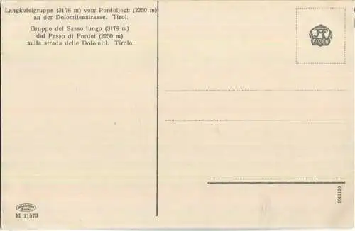 Dolomitenstrasse - Langkofelgruppe vom Pordoijoch - AK ca. 1910 - Verlag Joh. F. Amonn Bozen
