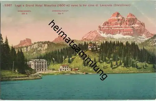 Grand Hotel Misurina - Lago - Tre Cime di Lavaredo - AK ca. 1910 - Verlag Photoglob Co Zürich