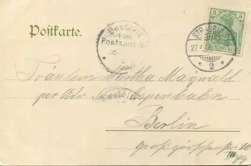 Stralsund - Partie am Knieperteich - Verlag Stengel & Co Dresden gel. 1906