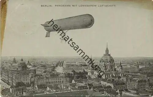 Berlin - Panorama mit lenkbarem Luftschiff - gel. 1910