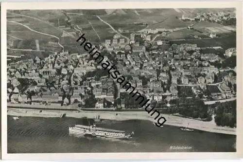 Fahrgastschiff Bismarck - Rüdesheim - Foto-Ansichtskarte - Luftbild - Verlag A. Weber & Co. Stuttgart