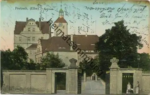 Pretzsch - Schloss - Verlag Franz Grubel Nachfolger Pretzsch - Bahnpost - gel. 1908