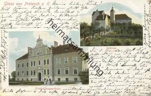 Pretzsch - Schloss - Fortbildungsschule - Verlag F. Grubel Pretzsch gel. 1902