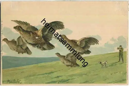 Alfred Mailick - Jagd - Künstleransichtskarte ca. 1900 - Verlag O. Schleich Dresden