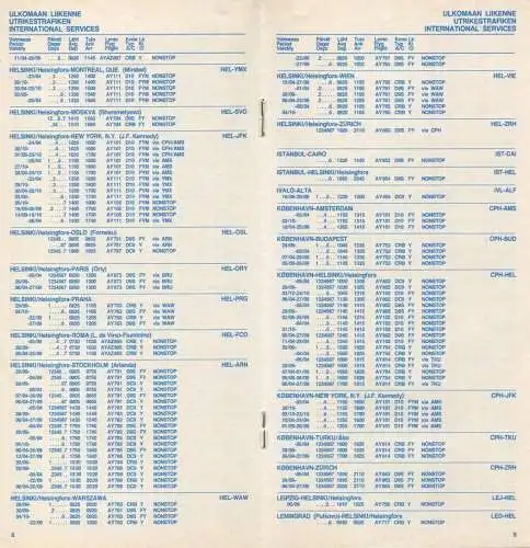 Finnair - Advance Timetable 1980 - 18 Seiten