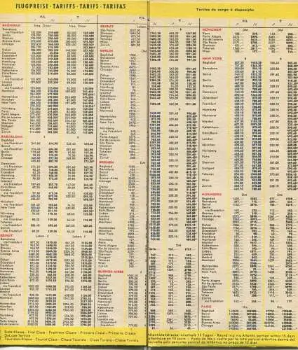 Deutschland - Lufthansa 1958 - Timetable Flugplan ausgehend von Frankfurt 3. Ausgabe Gültig ab 12. Januar - Faltblatt