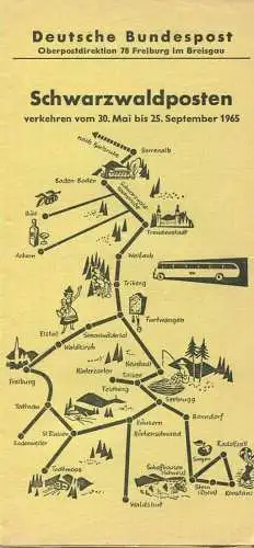 Deutschland - Deutsche Bundespost 1965 - Schwarzwaldposten - Fahrplan - Faltblatt