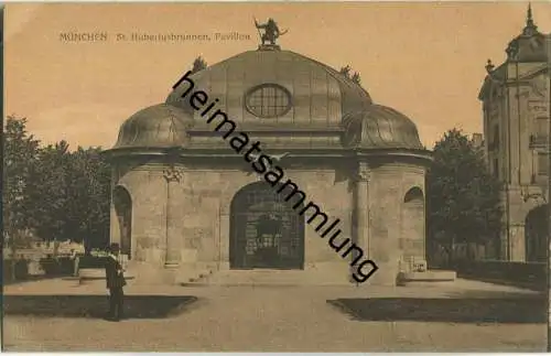 München - Hubertusbrunnen - Pavillon - AK ca. 1910 - Verlag W. H. D. 9160