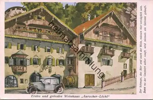 Kufstein Weinhaus Auracher-Löchl Besitzer Karl Neuhauser - Künstlerkarte Aquarell Alfred Gärtner gel. 1929