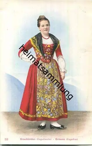 Schweizer Tracht - Graubünden (Engadinerin) - Grisons (Engadin) - Edition Burgy Lausanne