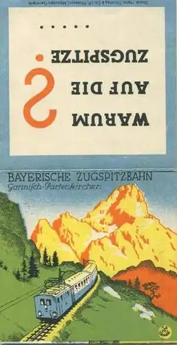 Deutschland - Bayerische Zugspitzbahn - Sommer Fahrplan 1936 - Faltblatt 8cm x 16cm