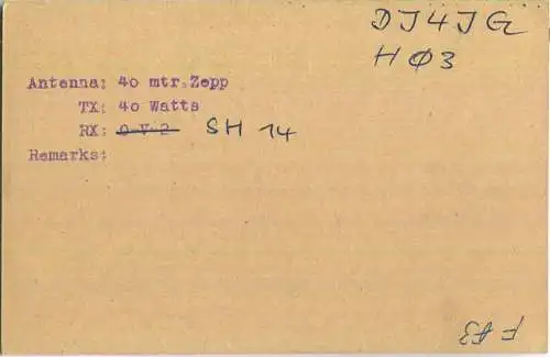 QSL - QTH - Funkkarte - DJ4AR - Darmstadt - 1958