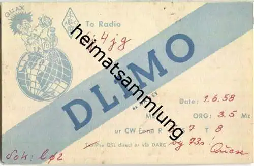 QSL - QTH - Funkkarte - DL1MO - Mülheim an der Ruhr - 1958