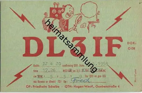 QSL - QTH - Funkkarte - DL3IF - Hagen  - 1958