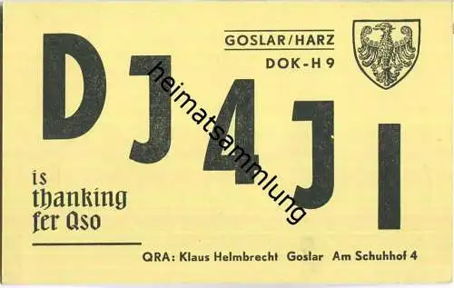 QSL - QTH - Funkkarte - DJ4JI ex SWL - Goslar - 1958